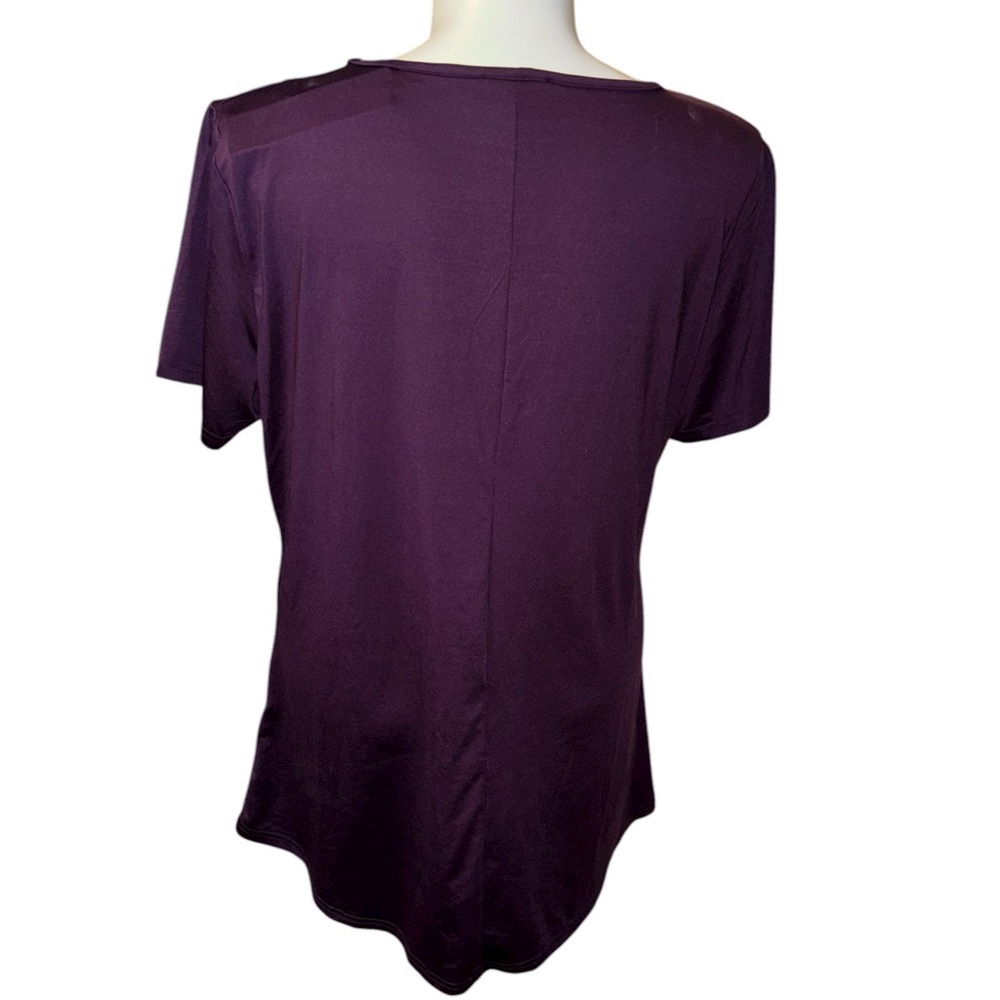 Azalea 3X Purple Shirt Blouse Plus Size Women's Top Swing Career Sort Sleeve NWT - Picture 4 of 8